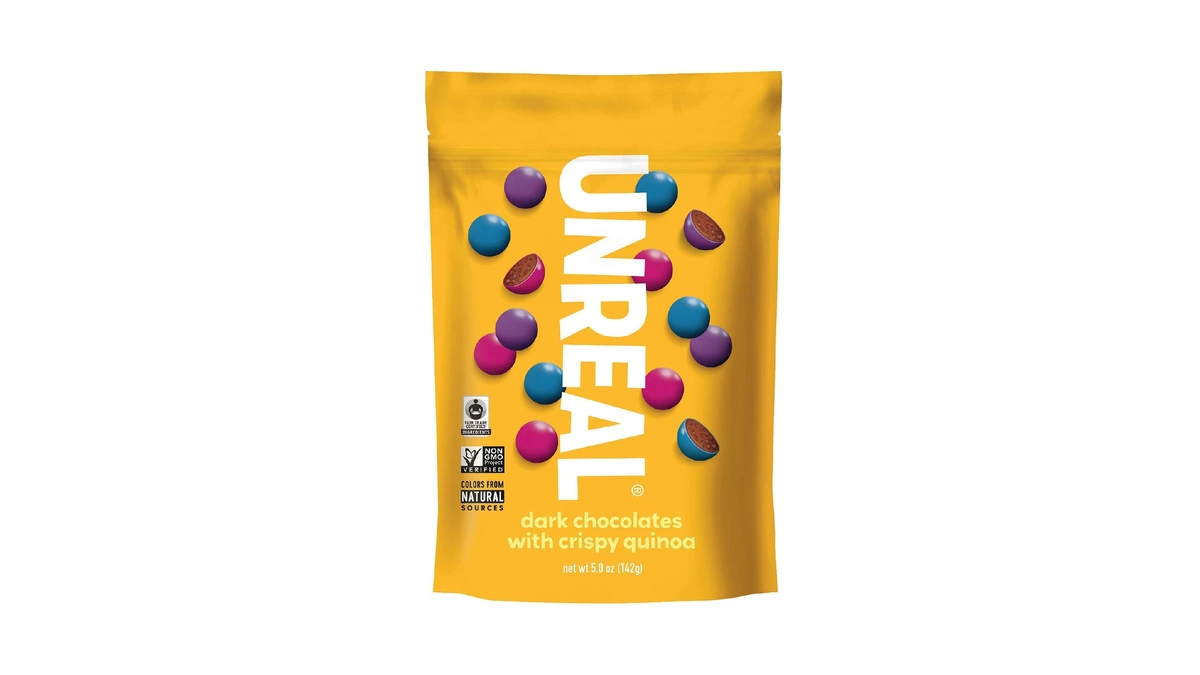 Unreal, Candy Coated Chocolate Crispy Quinoa Gems Bag, 5 Ounce