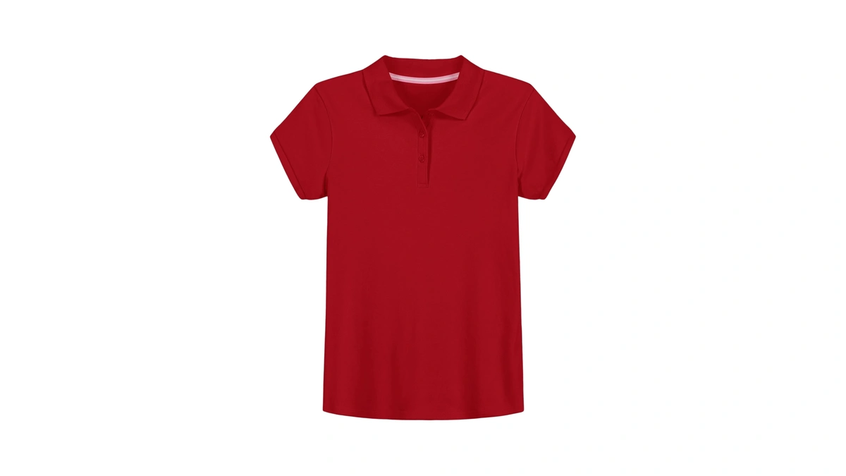 Izod Girls School Uniform Short Sleeve Interlock Polo, Red, 20