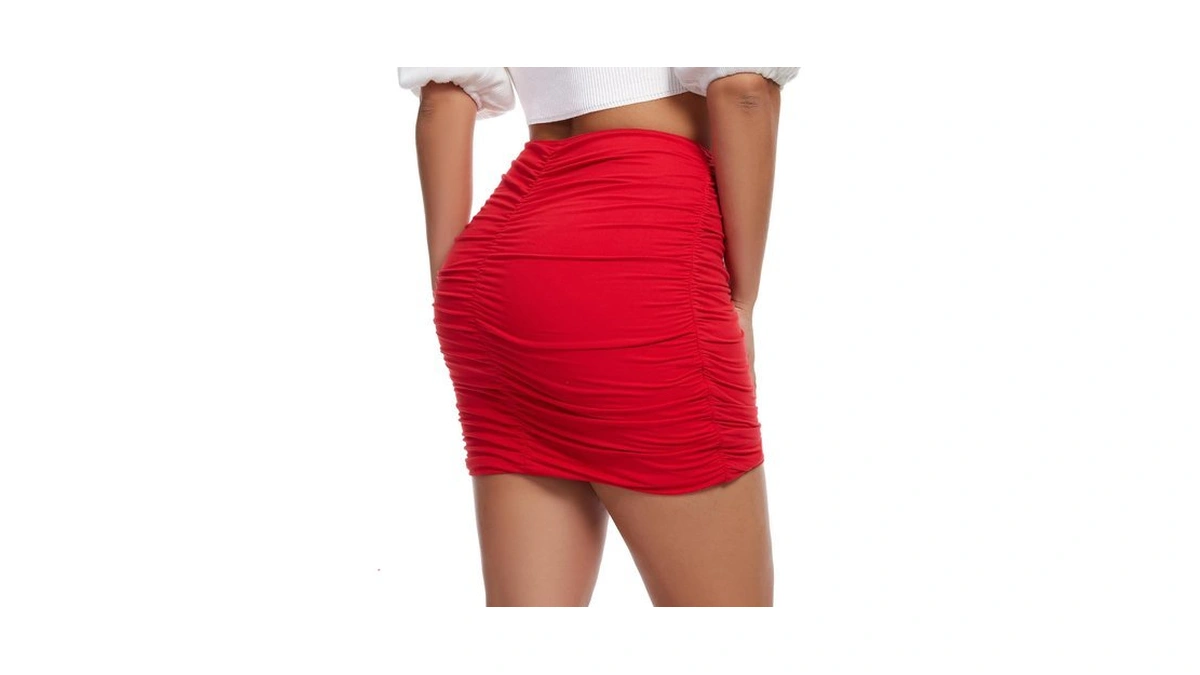 Lzkehcy Womens High Waist Ruched Bodycon Mini Pencil Skirt (medium,
