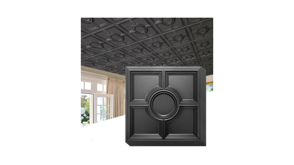 Stickgoo Black Drop Ceiling Tiles 2ft X 2ft, Glue Up
