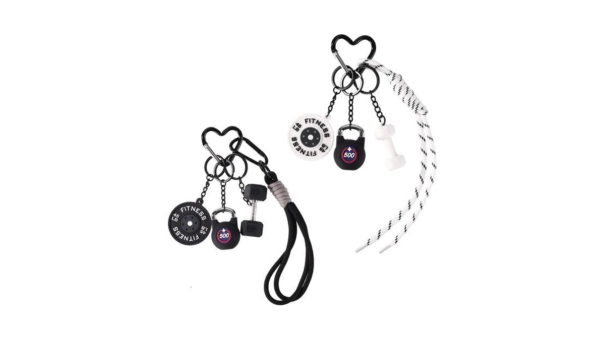 Sinbana 2pcs Gym Keychain Set, Fitness Keychain Charms With Dumbbell