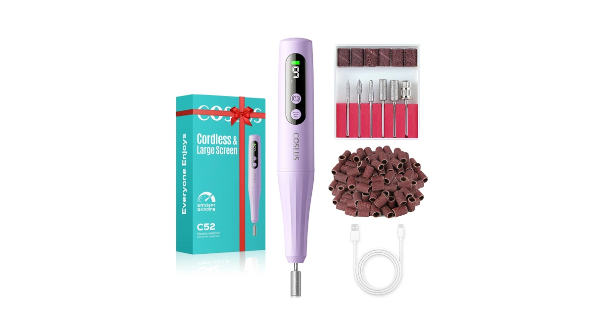Coslus C52 Electric Cordless Nail Drill With Led Screen, Purple