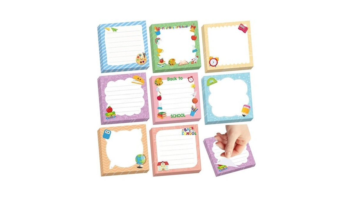 Back To School Sticky Notes, 8 Pads First Day Of