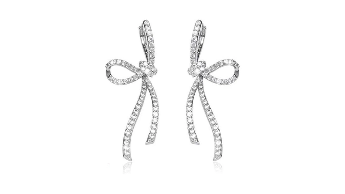 Silver Bow Earrings For Women Trendy Stuff Cute Ribbon Stud