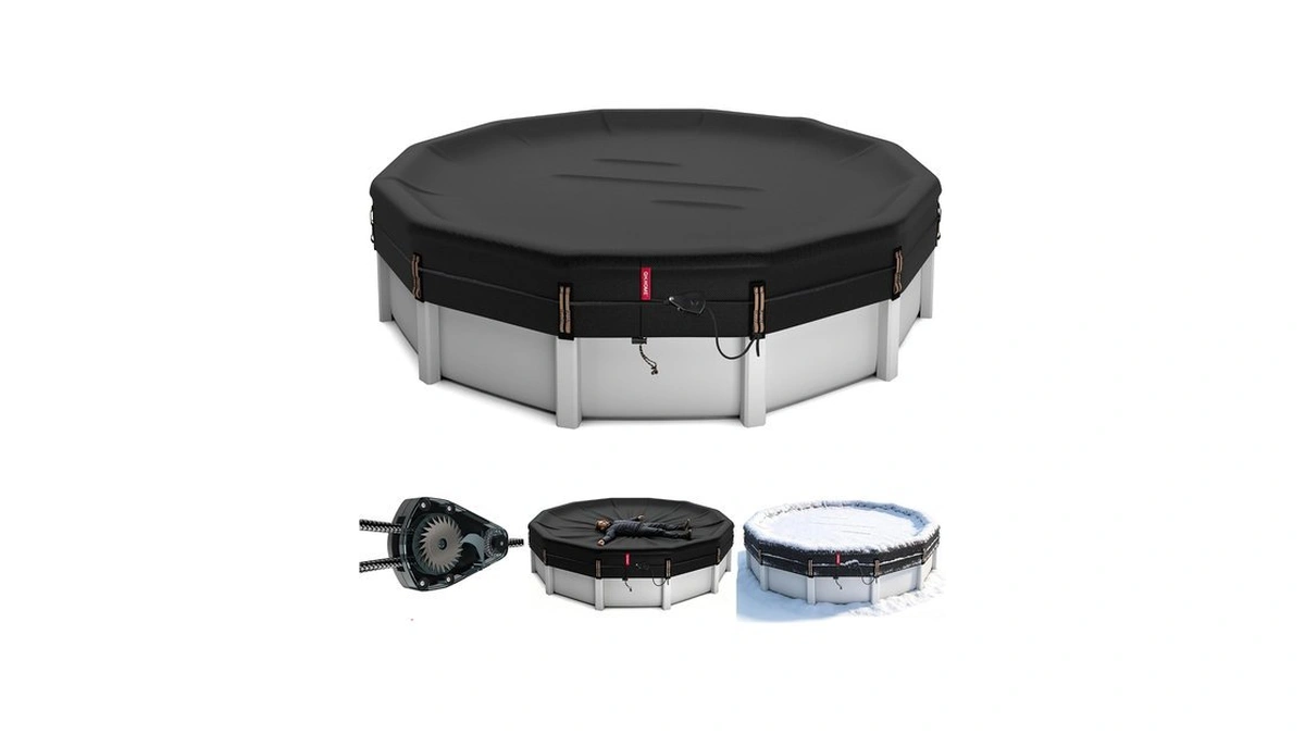 Qh.home 24ft Winter Pool Cover,windproof Patented Ratchet&heavy Duty Fabric