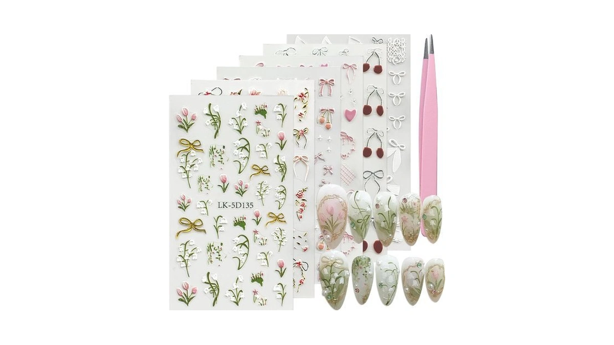 Semata Flower Nail Art Stickers 5d Embossed Flower Nail Decals