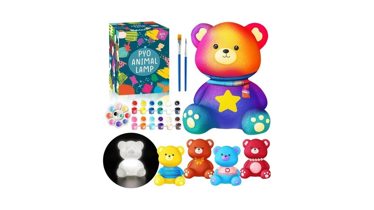 Funzbo Paint Your Own Bear Lamp Kit - Arts And
