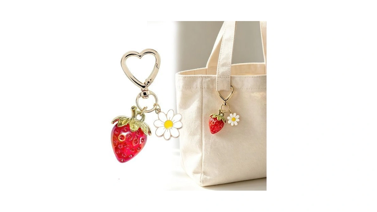 Cute Strawberry Keychain For Women - Kawaii Iridescent Bag Charms