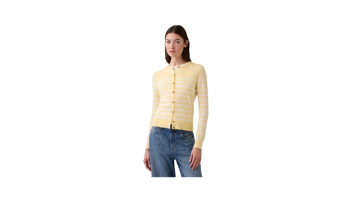 Gap Women's Crewneck Cardigan, Maize, Large