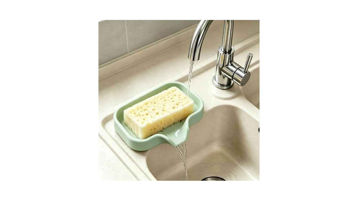 1pc Small Green Silicone Coaster Storage Rack- Waterproof Draining Soap