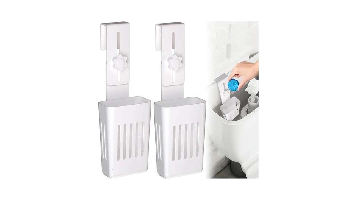 Owemin 2pcs Adjustable Toilet Tank Tablet Holder，white