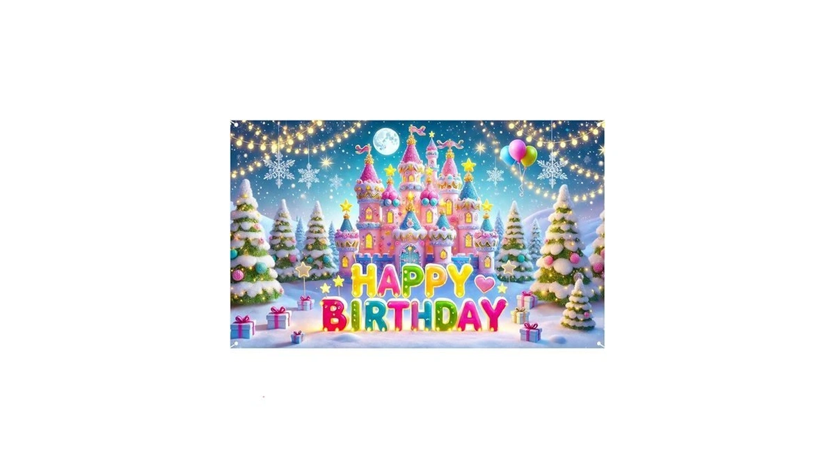 Nuxovilar 70x43" Pink Rose Princess Birthday Banner, Polyester