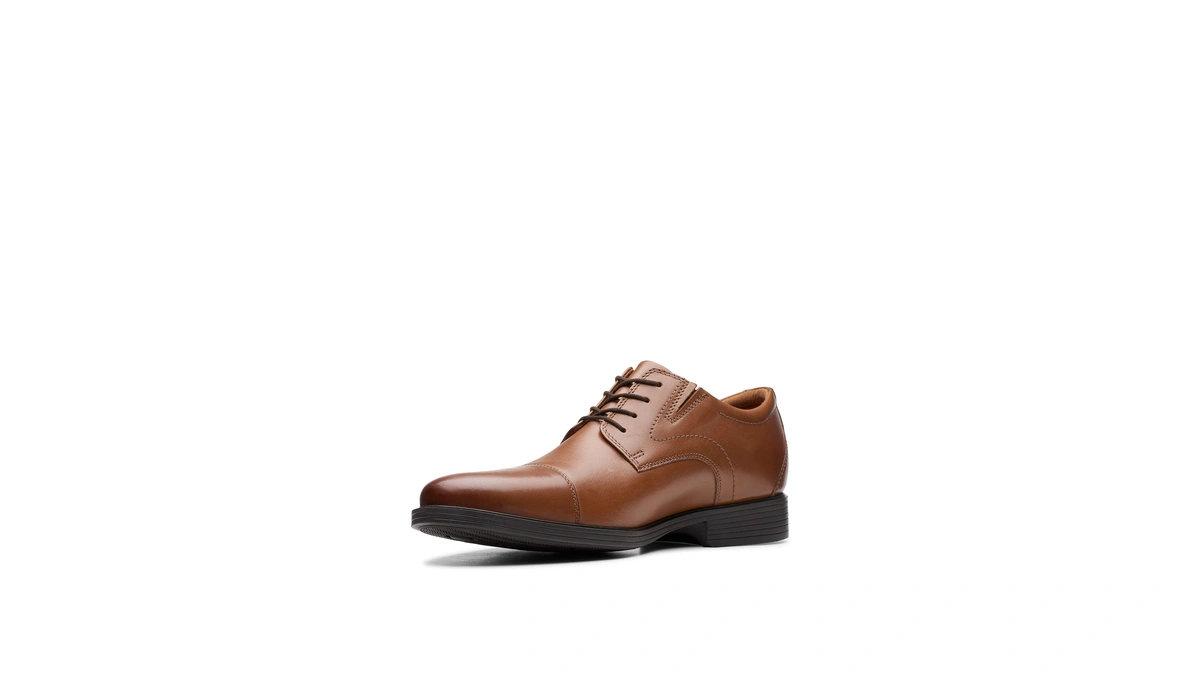 Clarks Men's Whiddon Cap Oxford, Dark Tan Leather, 7.5 Wide
