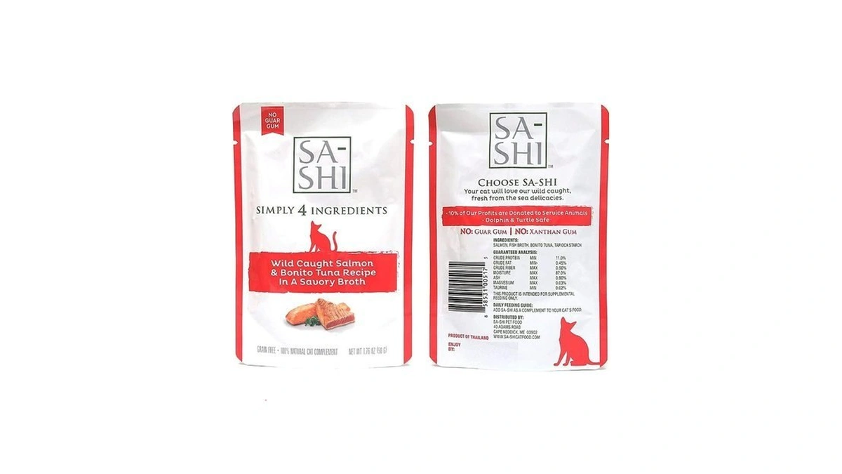 Sa-shi Grain Free Wet Cat Food Pouches 1.76oz. Five Flavors