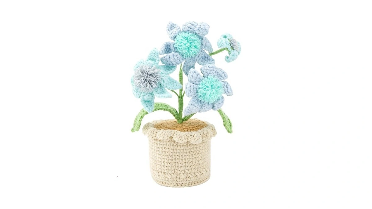 Fucan Hand Crocheted Potted Plants Crochet Flowers For Desk Home