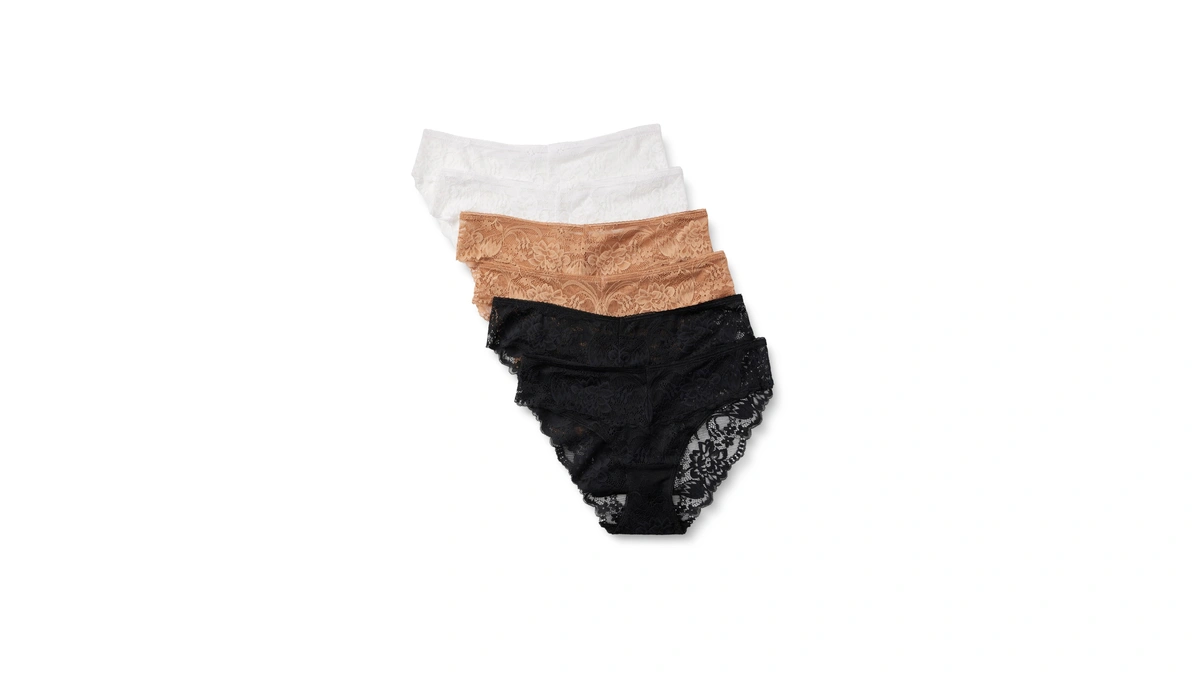 Amazon Essentials Women's Stretch Galloon Lace Knickers, Bikini, Hipster, Thong