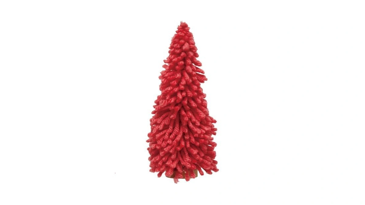 Creative Co-op Fabric Yarn Tree With Wood Base, Hot Pink