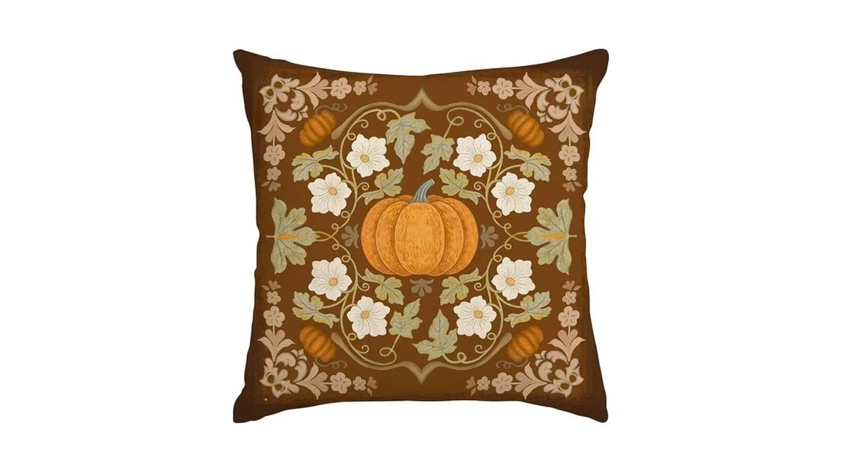 Rabusofa Fall Pumpkin Vintage Floral Pillow Cover 18x18 Thanksgiving Decor