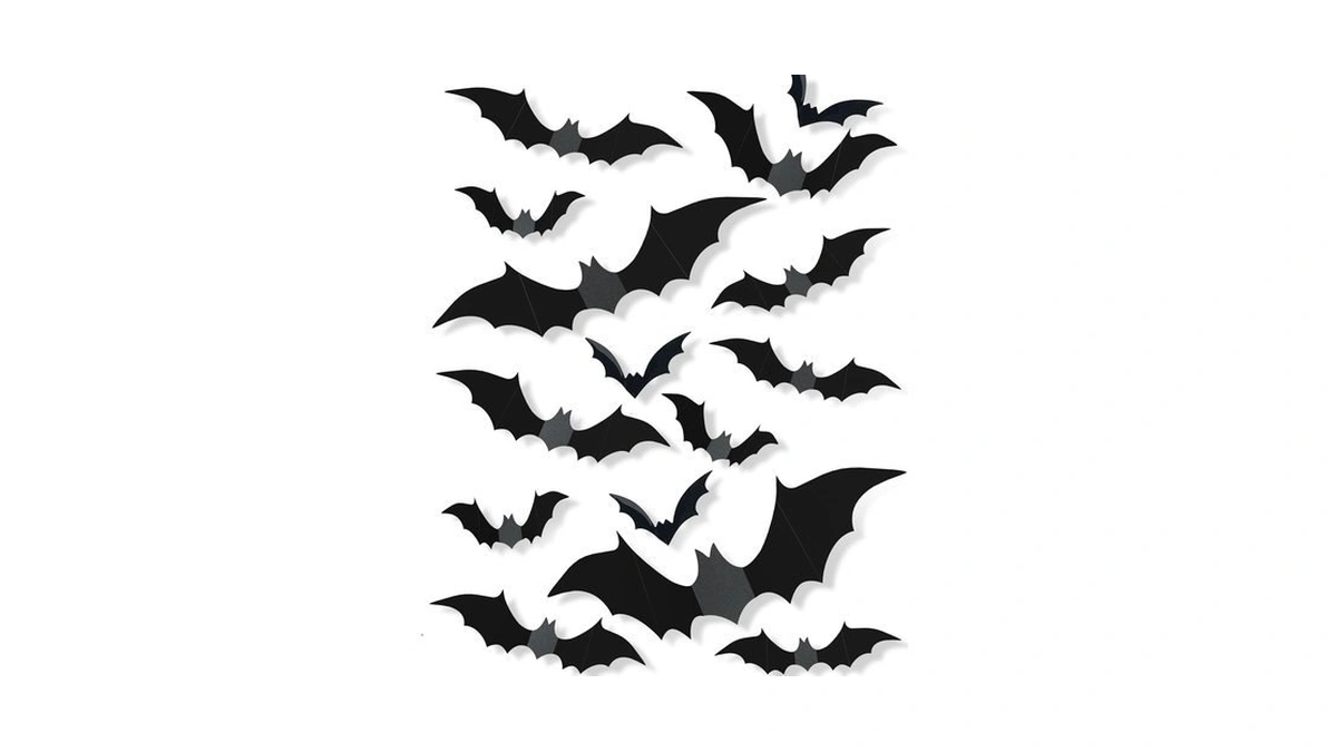120 Pcs 3d Halloween Decorations Bats Decor,5 Sizes Bats Wall