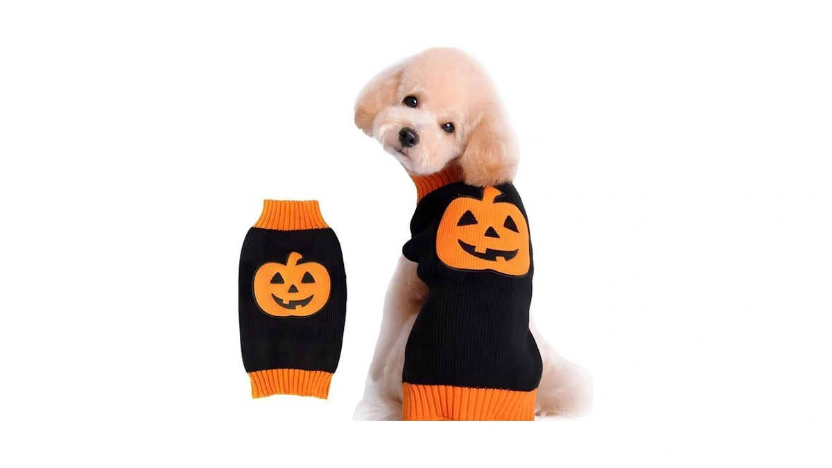 Nacoco Dog Sweater Pumpkin Pet Sweaters Halloween Holiday Party For