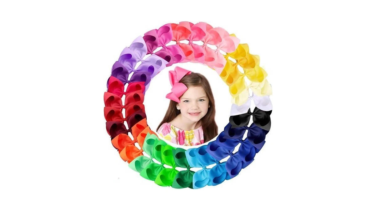 Oaoleer Hair Bows For Girls, 30 Colors 6 Inch Grosgrain