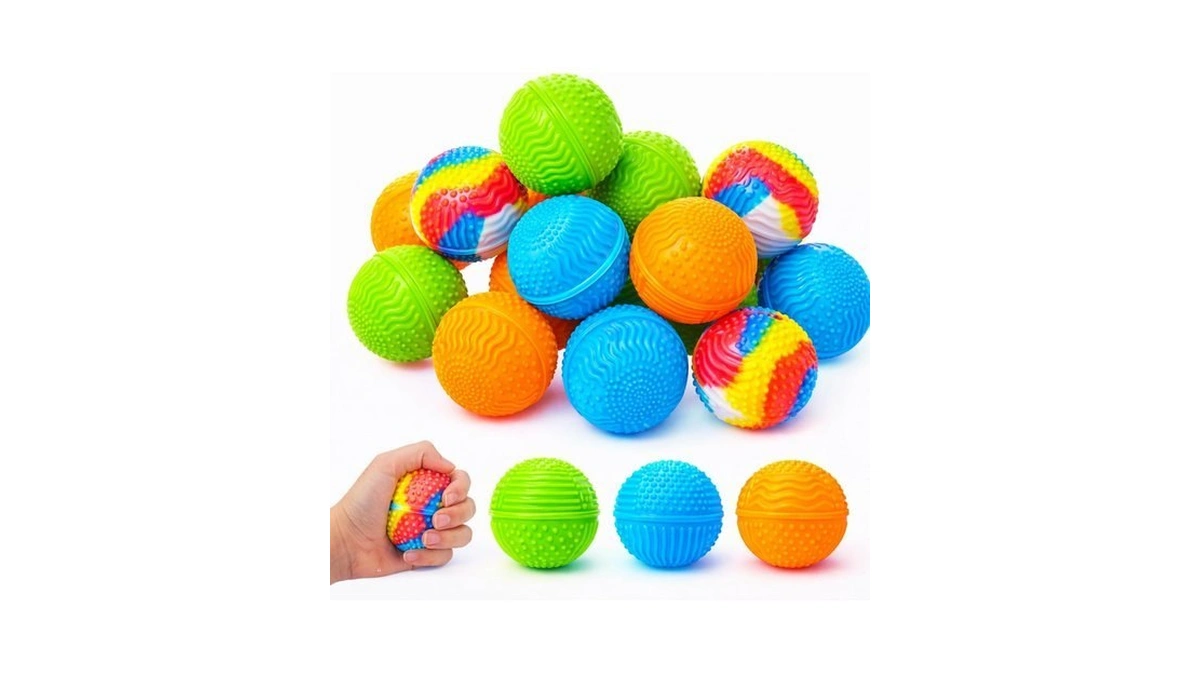 Tasdurian 12 Pack Textured Squeeze Stress Relief Toy For Kids