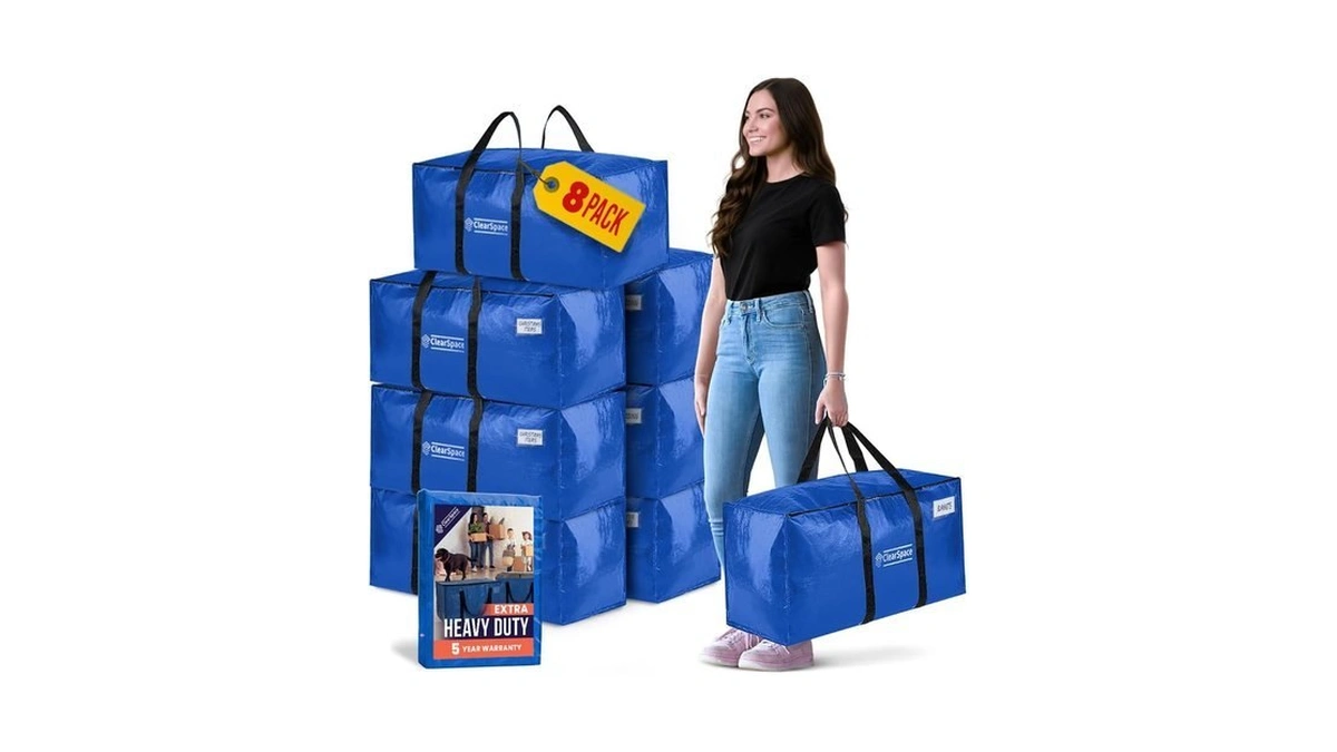 Clearspace Heavy Duty Moving Bags Or Storage Bins With Lids,