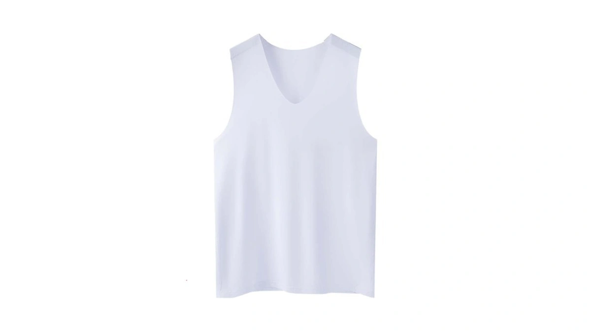 Men's Tank Top Undershirts V-neck Seamless Sleeveless T Shirt White