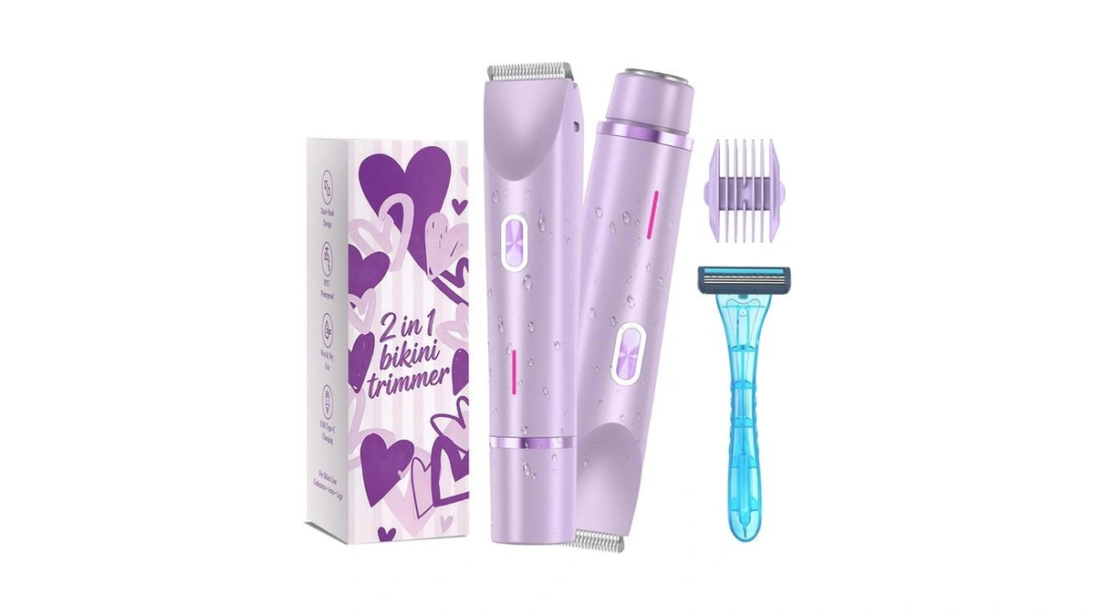 Bikini Trimmer For Women 2-in-1 Waterproof Electric Shaver,purple2