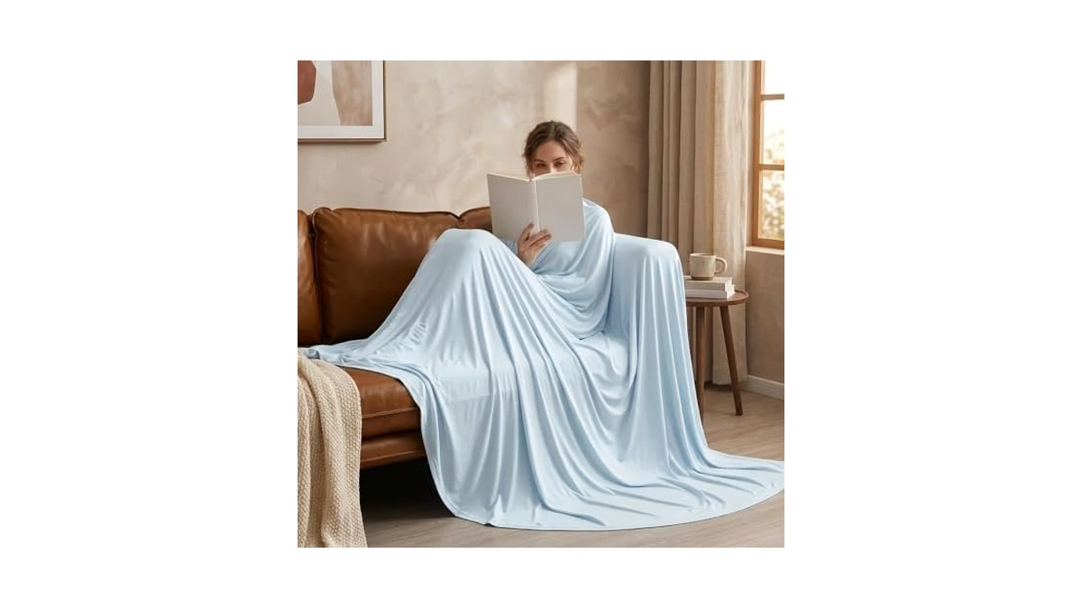 Cooling Blanket For Hot Sleepers, Instant Chill Sweat Wicking Wrinkle