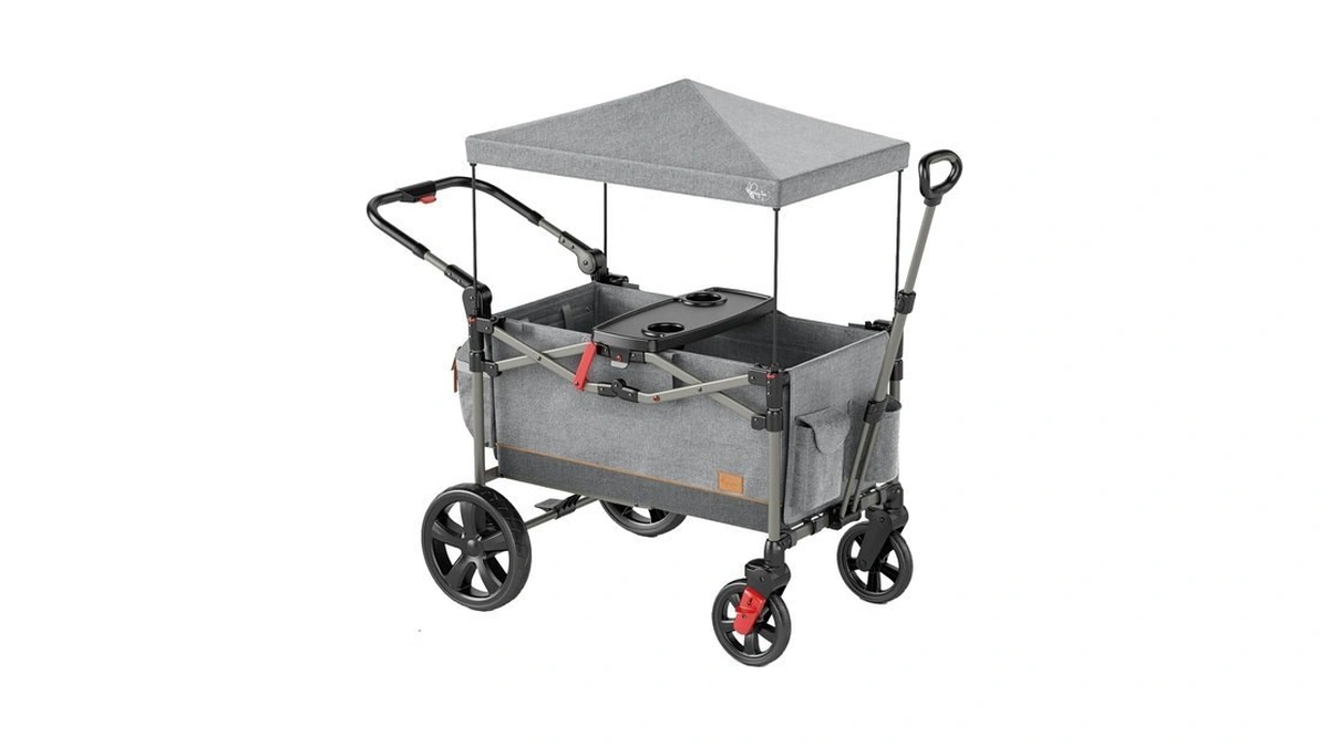 Busybee Foldable Stroller Wagon For 2 Kids, Dual 5-point Harnesses,