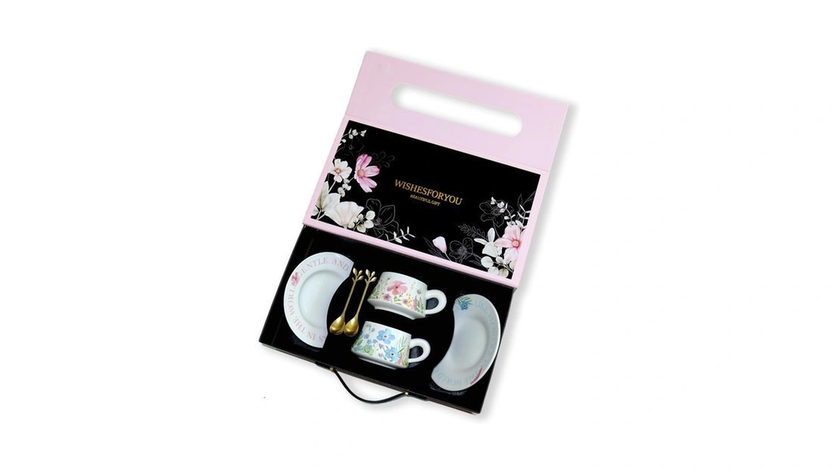 Hbledot Tea Cup Set With 2 Cups & Saucers, 9.5