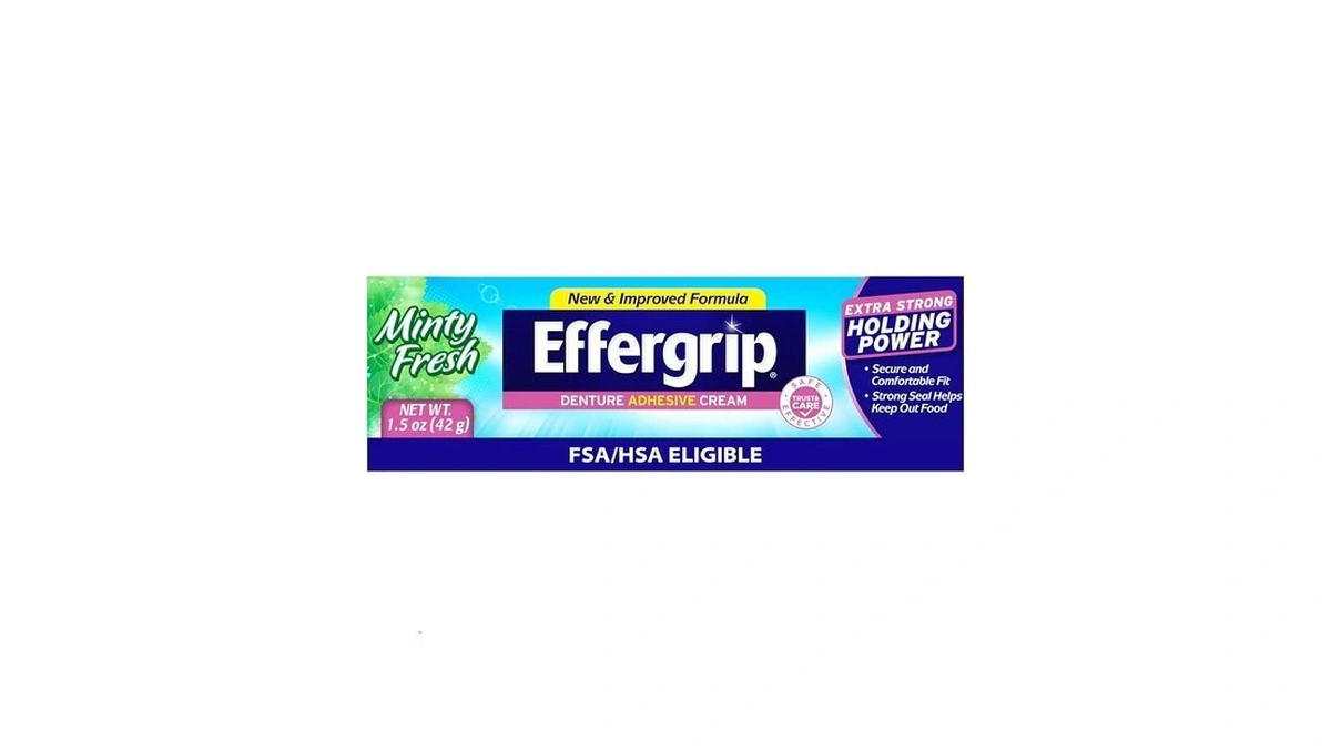 Effergrip Denture Adhesive Cream, Minty Fresh, 1.5 Oz