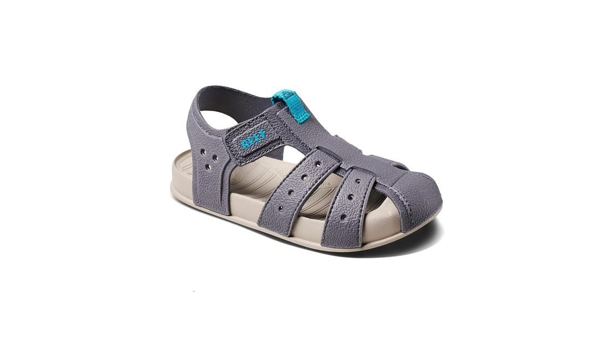 Reef Kids Boys Sandals, Little Water Beachy, Oak/grey/aqua, 4