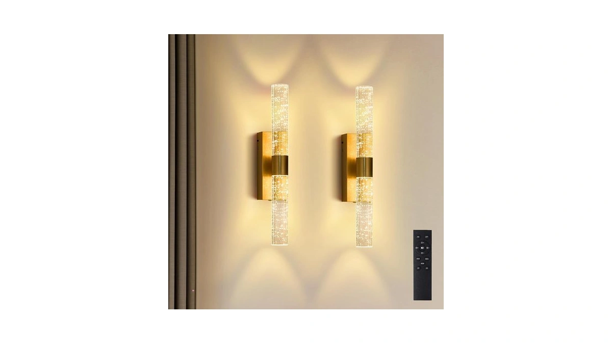 Linboro Battery Operated Wall Sconces Set Of 2, Rechargeable Wall