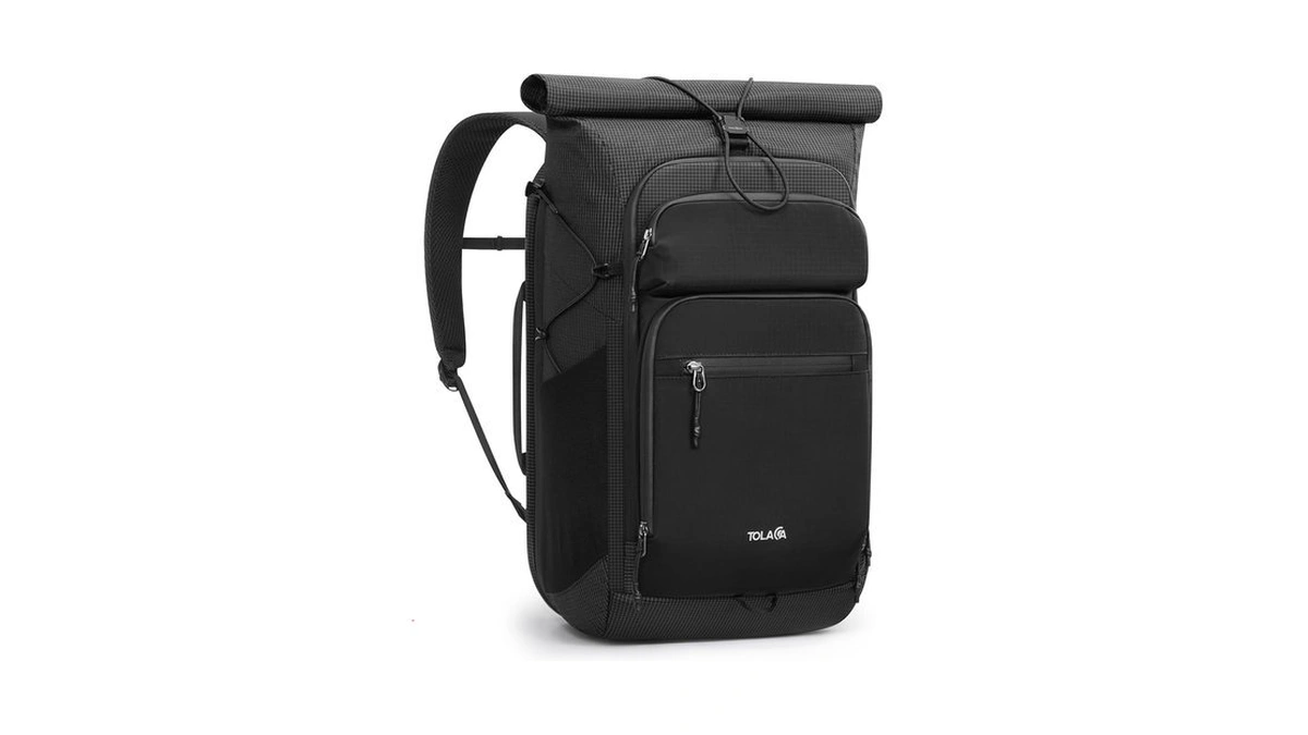 Tolaccea Rolltop Travel Backpack 32l, 15.6" Laptop Carry On For