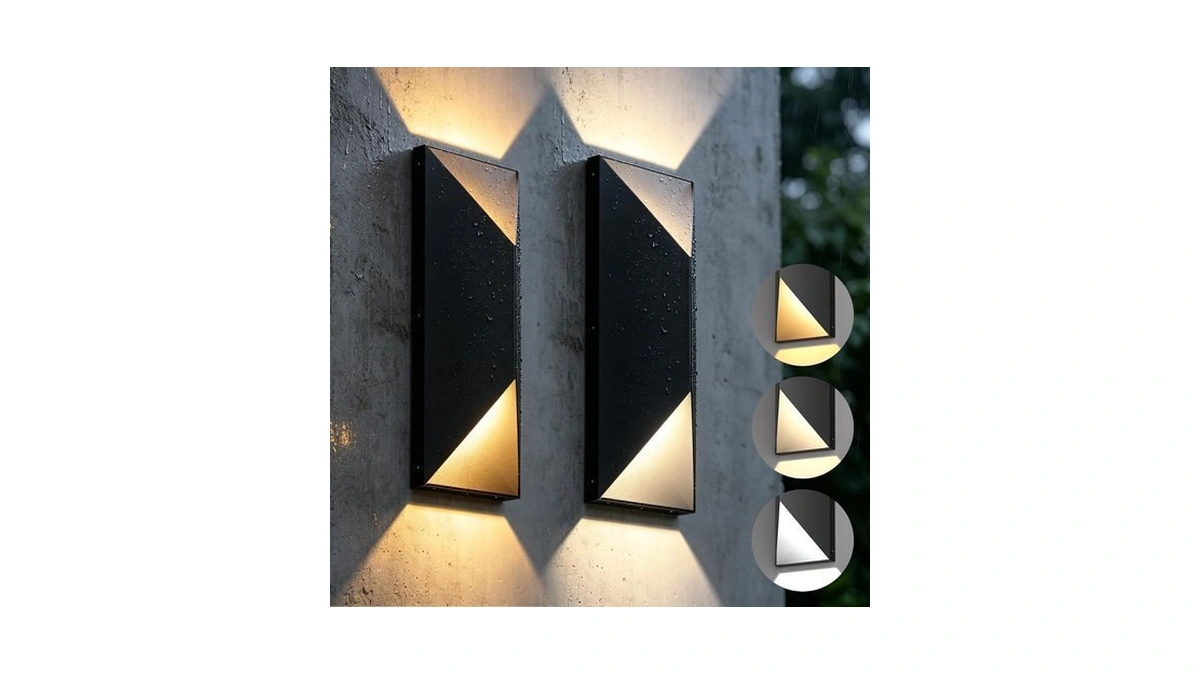 Aipsun 2 Pack 3cct Black Outdoor Wall Light Led Up