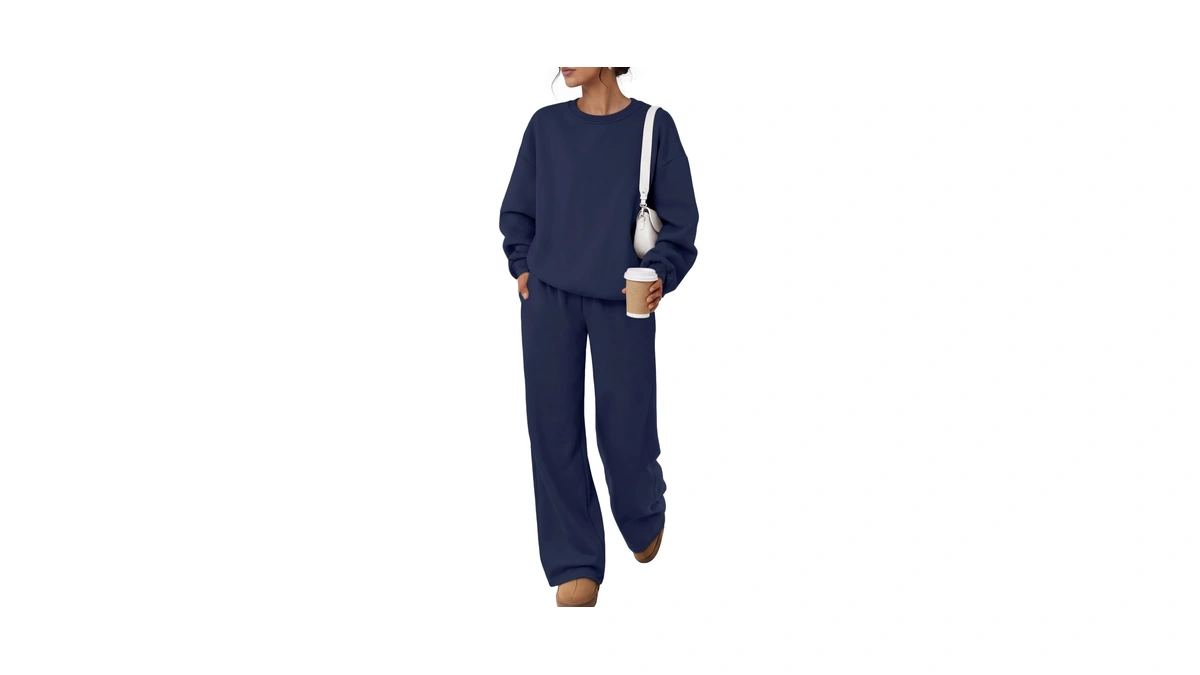 Trendy Queen Womens 2 Piece Sweatsuit Fall Sweat Outfits Navyblue