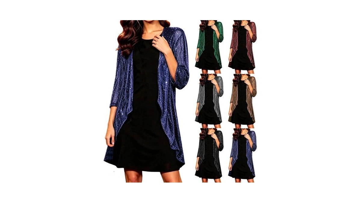 Dressy Cardigans For Women Sparkly Open Front Sequin Long Cover
