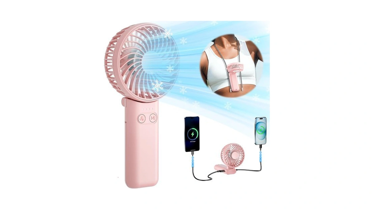 Handfan Upgraded 5200mah Portable Handheld Fan With Lanyard, 5 Speeds