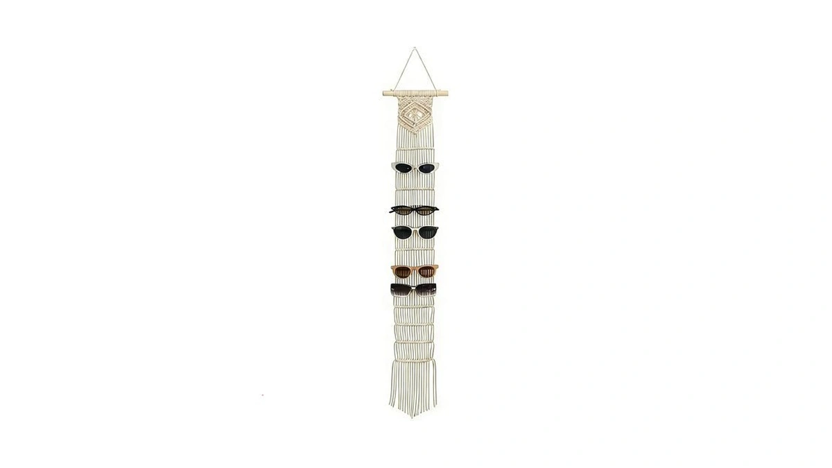 W Wellshine Macrame Sunglasses Holder Boho Wall Hanging Minimalist Eyewear