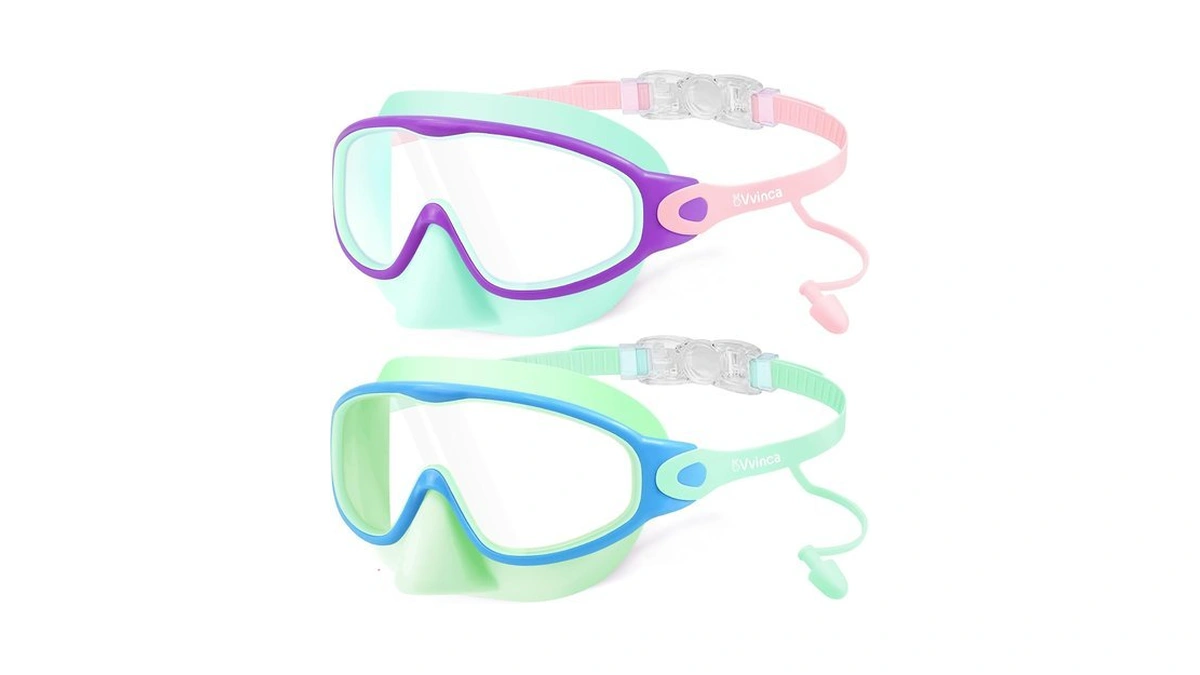 Vvinca Kids Swim Goggles 2 Pack With Nose Cover And