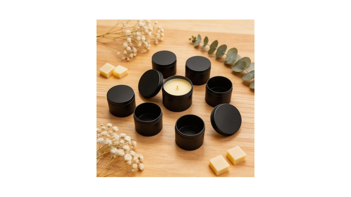 Verduvia 8oz Candle Tins With Lids, 24 Pcs, Black