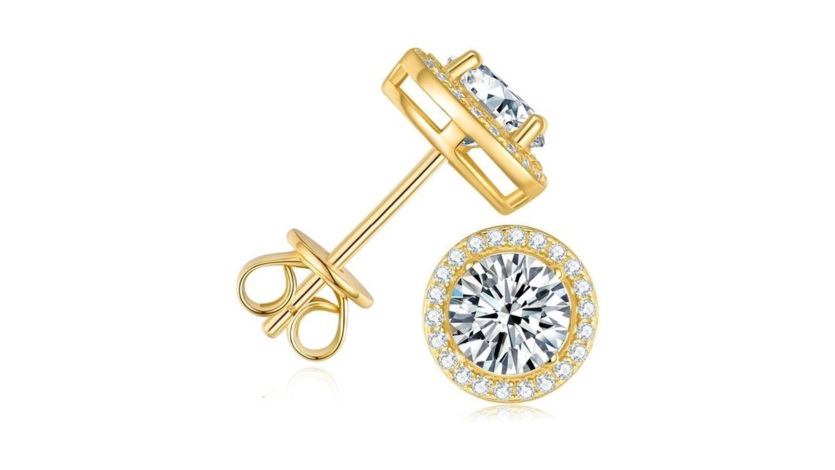 1-4ct Moissanite Stud Earrings For Women - Halo Round 925