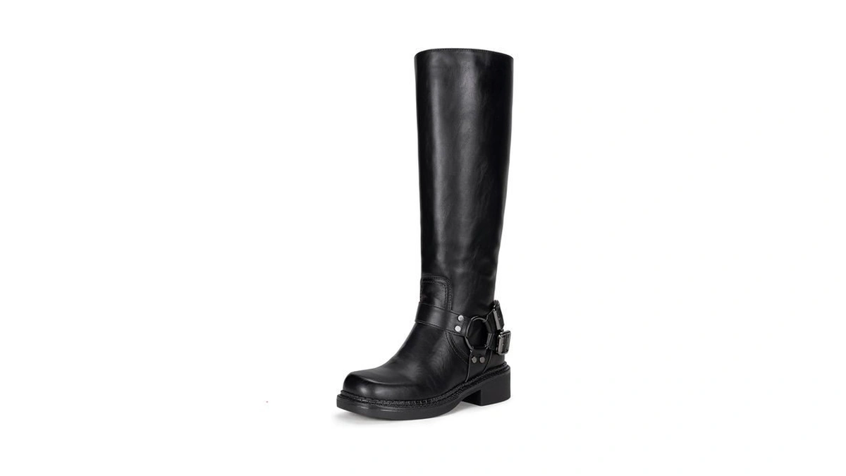 Vepose Women's Black Harness Knee High Riding Boots, Size 8,