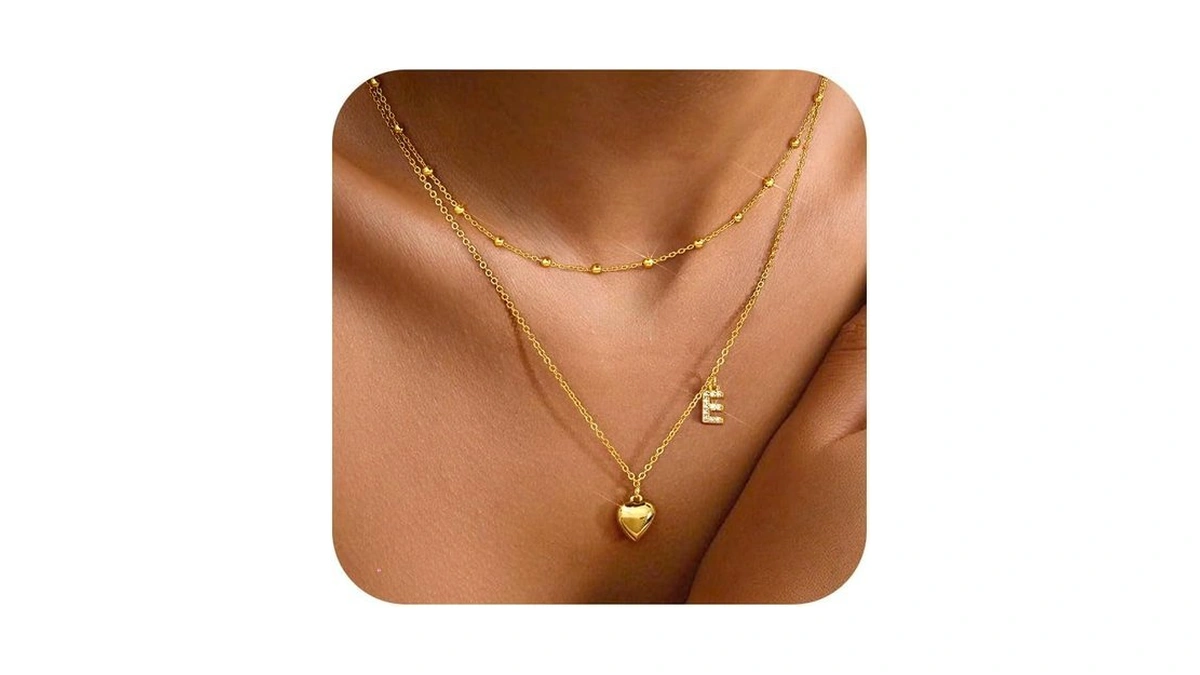 Doubgood Initial Necklaces For Women Layered Gold Heart Necklace With