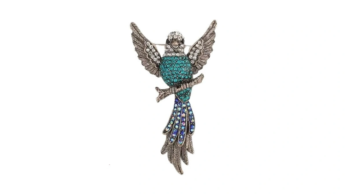 Just Follow Vintage Rhinestone Hummingbird Brooch For Women Sparkling Crystals