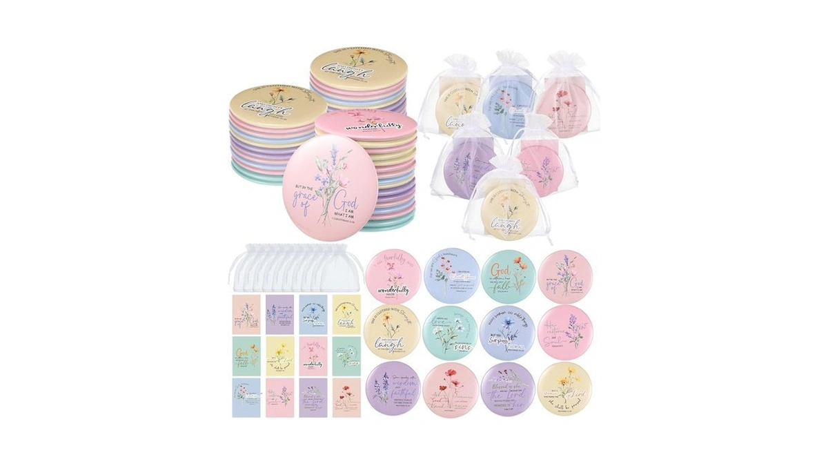 Funnymoom 48 Sets Compact Mirrors Christian Gifts For Women, Pastel