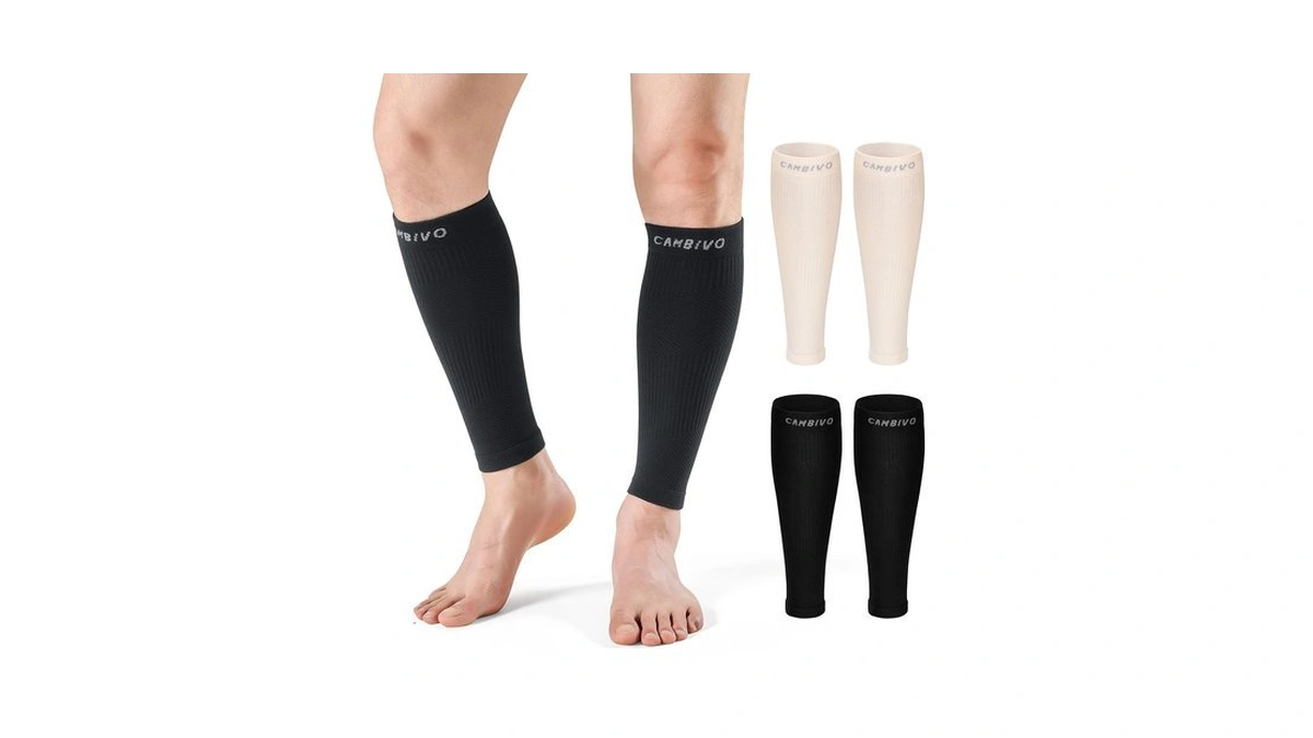 Cambivo Calf Compression Sleeves For Women Men, 12-18mmhg, Black