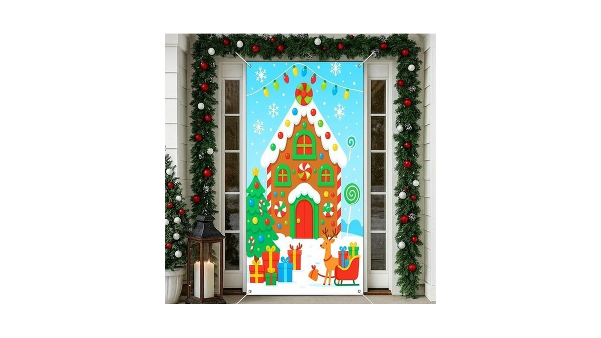 Ivn Christmas Cookie Reindeer Door Cover Decoration Banner 71 X